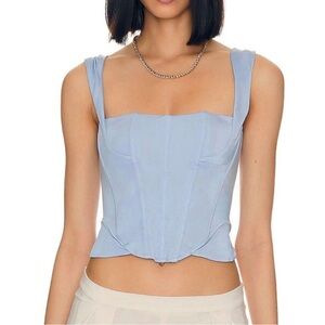 NWT FREE PEOPLE x HAH Knock Out Corset boudoir Top Size XL Blue Periwinkle